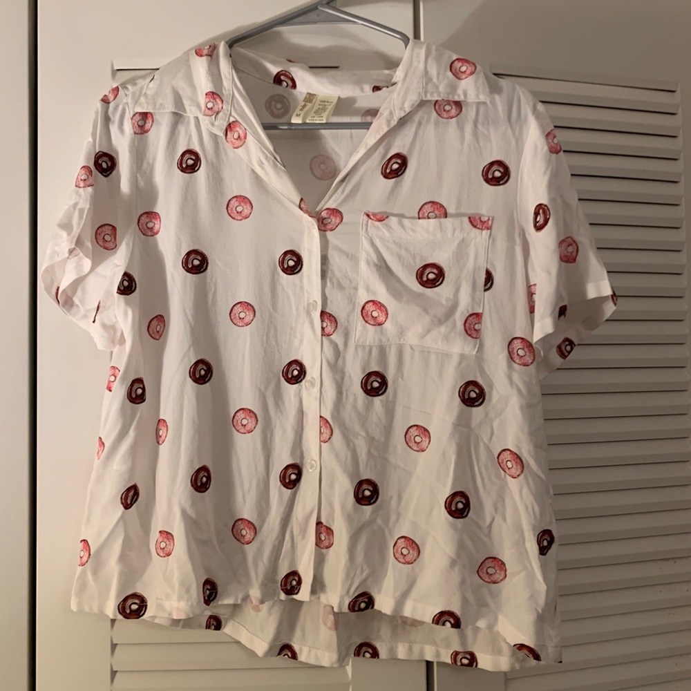 Cropped button up with donut pattern
